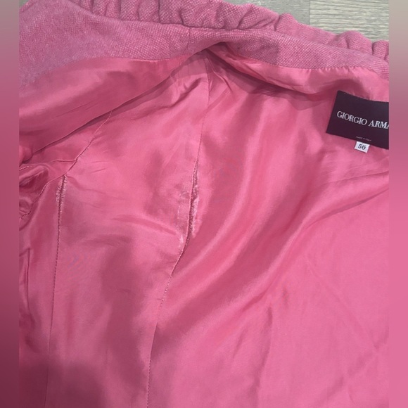 Giorgio Armani Vintage Light Pink Zip Up jacket ruffle pocket detail women’s 50 - Picture 7 of 10